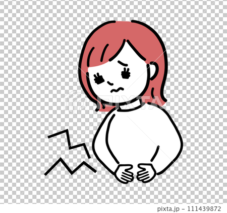 一個胃痛的女人的上半身插圖 一個胃痛的女人的上半身插圖 111439872