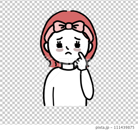 目の下のクマに悩む女性の上半身イラスト 111439875