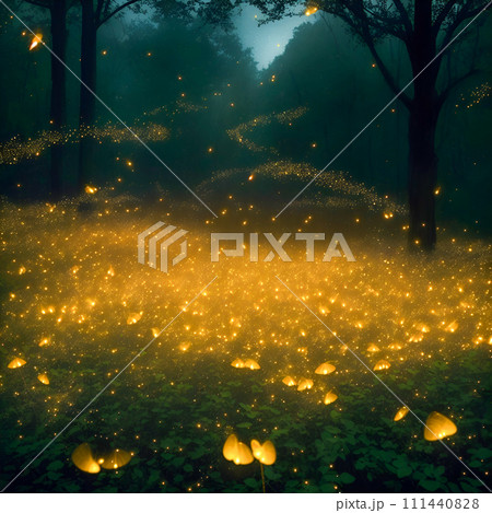 colorful sunset in the forest colorful sunset in the forest 111440828