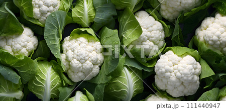 AI-generated content. Food background - cauliflower background, top view 111440947