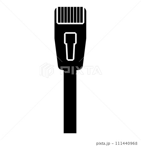 Connector with wire technology ethernet rj45 internet concept cable jack icon black color vector illustration image flat style Connector with wire technology ethernet rj45 internet concept cable jack icon black color vector illustration image flat style 111440968