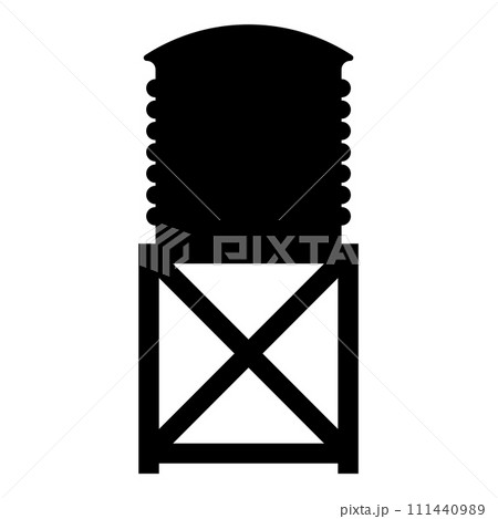 Water tower tank storage industrial construction icon black color vector illustration image flat style 111440989