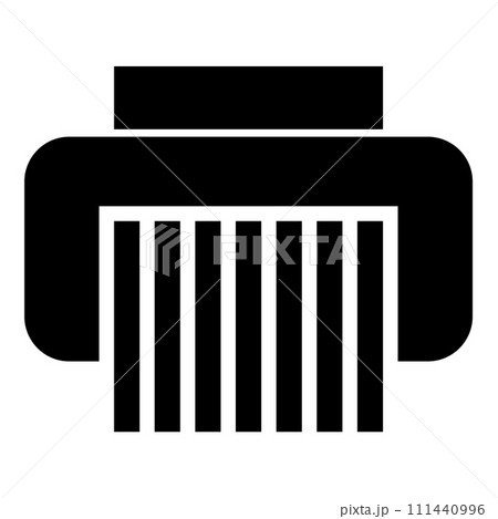 Paper shredder confidential paper grinder document office tools icon black color vector illustration image flat style 111440996