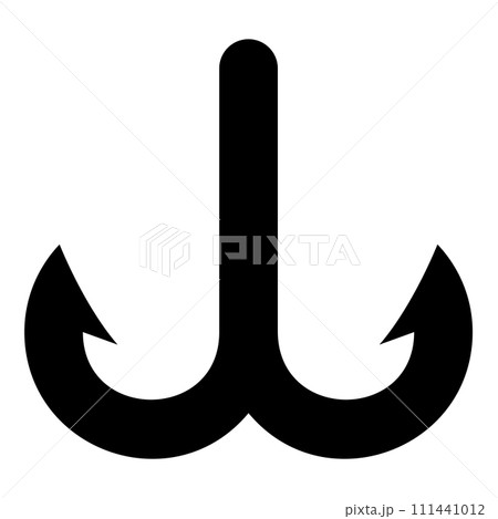 Fish hook anchor sea fishhook icon black color vector illustration image flat style 111441012