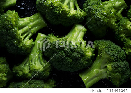 AI-generated content. Food background - broccoli background, closeup, top view 111441045