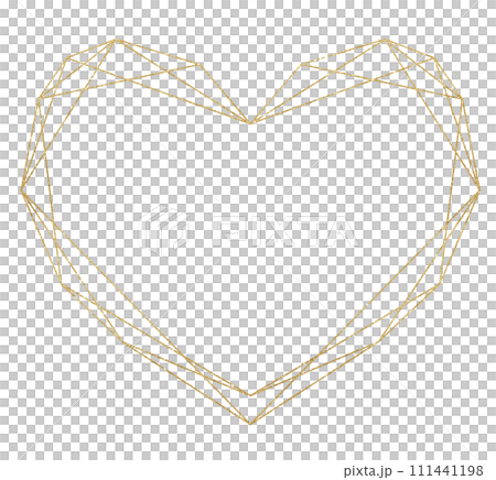 Golden geometric Heart frame, valentines or wedding isolated illustration Golden geometric Heart frame, valentines or wedding isolated illustration 111441198