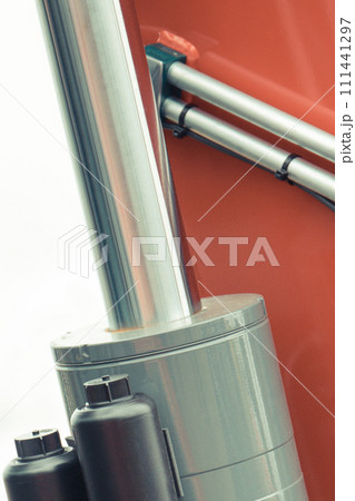 Grey piston or actuator as part of pneumatic or hydraulic machine. Technology Grey piston or actuator as part of pneumatic or hydraulic machine. Technology 111441297