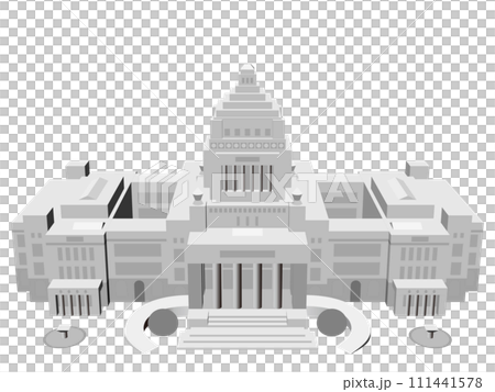 Deformed white National Diet building Japan vector illustration 111441578