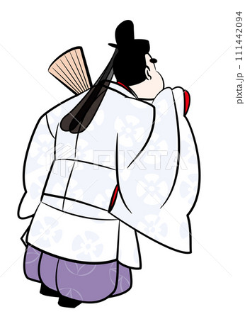 日本の貴族.のぞき見する直衣姿の男性。平安時代イメージイラスト 日本の貴族.のぞき見する直衣姿の男性。平安時代イメージイラスト 111442094