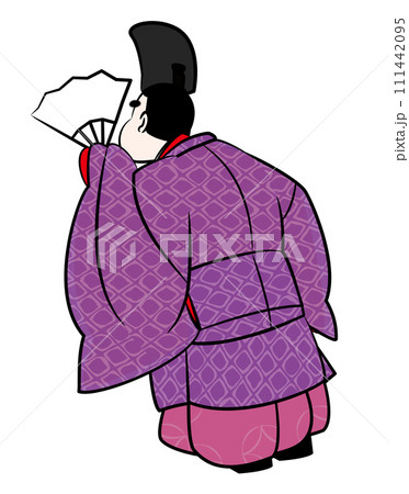 日本の貴族.のぞき見する直衣姿の男性。平安時代イメージイラスト 111442095