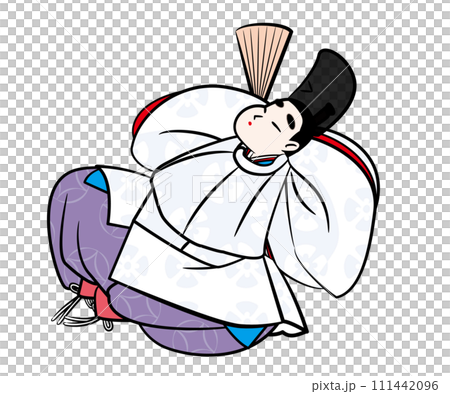 日本の貴族.寝転ぶ直衣姿の男性。平安時代イメージイラスト 日本の貴族.寝転ぶ直衣姿の男性。平安時代イメージイラスト 111442096
