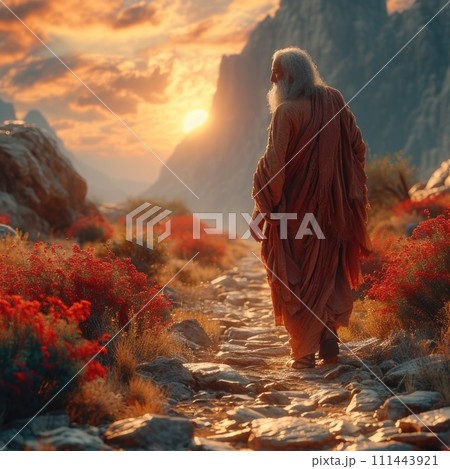 AI-generated content. Prophet Moses Walking in the Desert.. Generative AI. AI-generated content. Prophet Moses Walking in the Desert.. Generative AI. 111443921