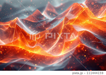 AI-generated content. Computer Generated Image of a Roaring Fire Wave. Generative AI. 111444159