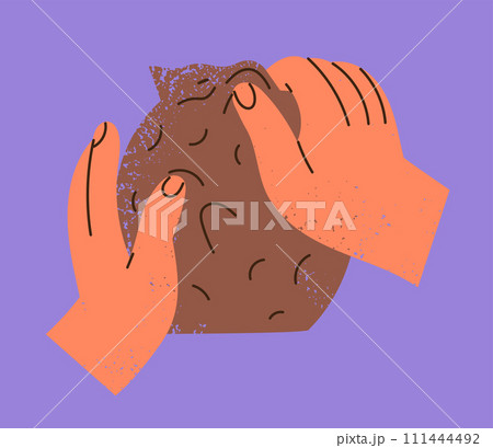 Hands molding a sculpture out of clay Hands molding a sculpture out of clay 111444492