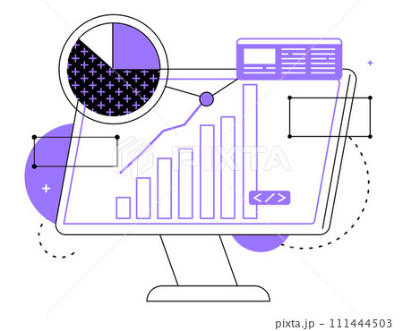 Computer monitor, data and graphs Computer monitor, data and graphs 111444503