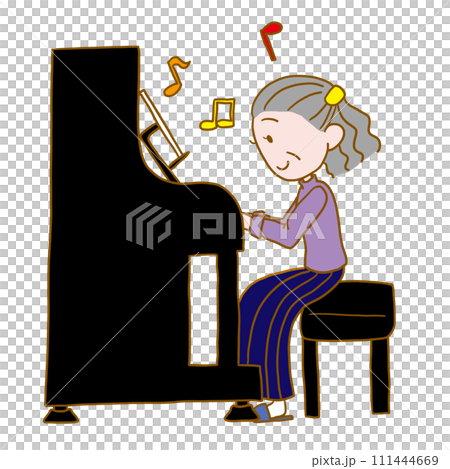 奶奶彈直立式鋼琴 111444669