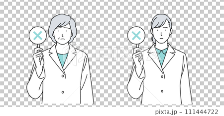 Illustration of a woman wearing a white coat 111444722