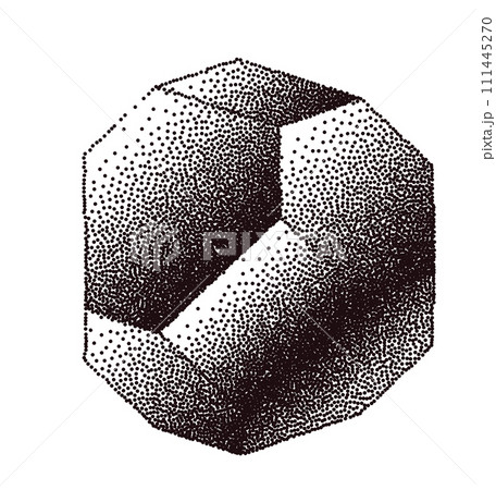 Abstract Stippled Geometric Crystal Illustration in Black and White Vector 111445270