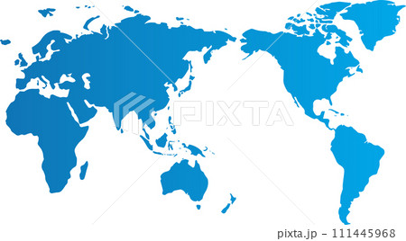 世界地図（日本中心）グラデーション 111445968