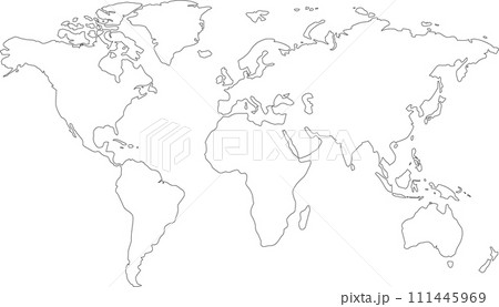 世界地図　線画 111445969