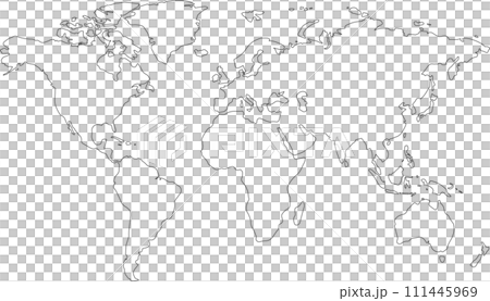 世界地図　線画 111445969