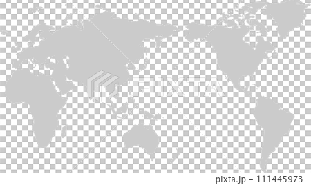 世界地図（日本中心）モノクロのイラスト素材 [111445973] - PIXTA