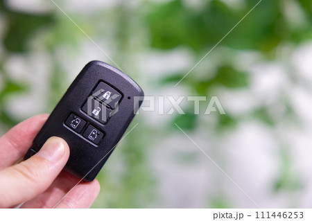 スマートキーとグリーン背景 スマートキーとグリーン背景 111446253