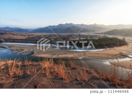 Andong Hahoe Folk Village viewed from above 111446498