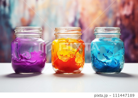 Various colorful cans of paint for creativity Various colorful cans of paint for creativity 111447189