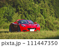 山の中の赤いスポーツカー 111447350