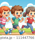 happy kids running on the road 111447766