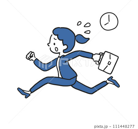 慌てる 走る 働く女性 慌てる 走る 働く女性 111448277