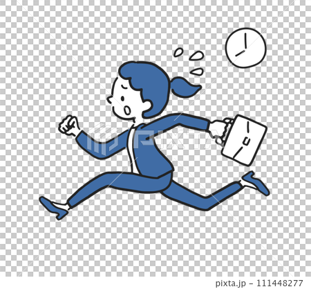 Working woman running in a panic Working woman running in a panic 111448277