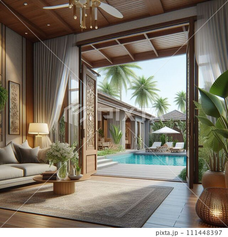 lounge area near the beach 111448397