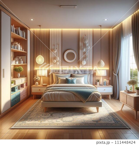 bedroom in the modern style with bed 111448424