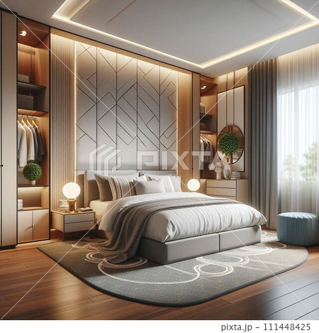 luxury bedroom in modern style with wooden floor 111448425