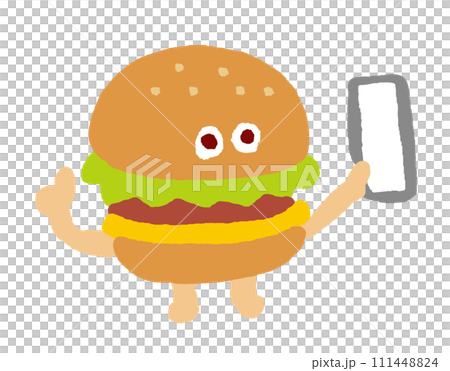 Cute hamburger character with clear eyes and no main line Cute hamburger character with clear eyes and no main line 111448824