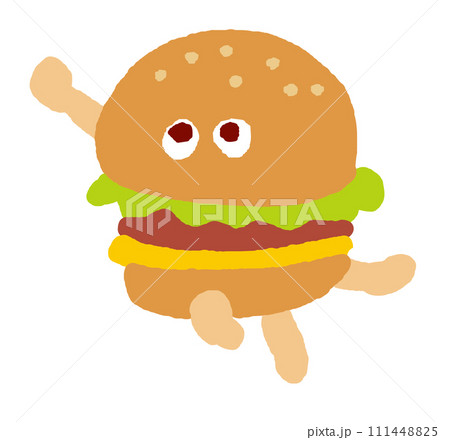 主線のない目がクリクリのかわいいハンバーガーのキャラ 111448825