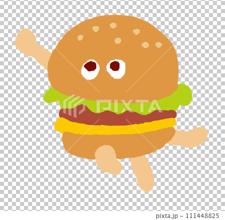 Cute hamburger character with clear eyes and no main line 111448825