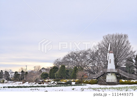 大雪のさいたま市の風景　見晴公園　埼玉県（さいたま新都心、大宮、大和田、方面） 111449375
