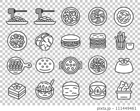 Illustration set of Italian food icons (line drawings) 111449461