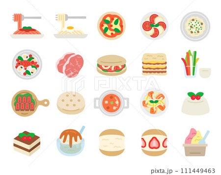 イタリアン料理のアイコンのイラストセット 111449463
