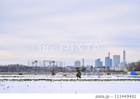 大雪のさいたま市の風景　埼玉県（さいたま新都心、大宮、大和田、方面） 111449482