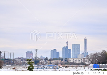 大雪のさいたま市の風景　埼玉県（さいたま新都心、大宮、大和田、方面） 111449484