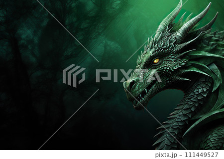 AI-generated content. 2024 Chinese New Year with Oriental Dragon on green background 111449527