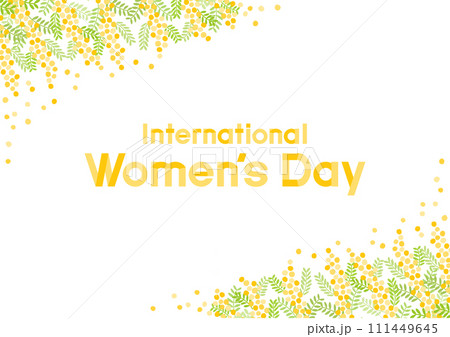 ミモザの花フレームの国際女性デーイラスト 111449645