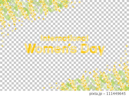 ミモザの花フレームの国際女性デーイラスト 111449645
