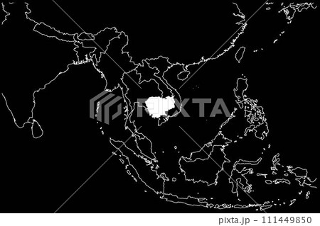 Cambodia map Asia black background 111449850