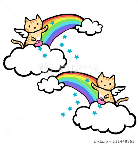 虹を渡るペットのイラスト 虹を渡るペットのイラスト 111449963