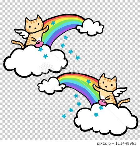 虹を渡るペットのイラスト 虹を渡るペットのイラスト 111449963